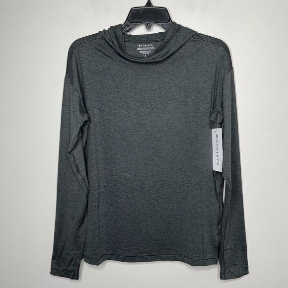 ATHLETA Womens Uptempo Elevate Hoodie Sweatshirt NEW S Black Heather Lightweight - Picture 8 of 16